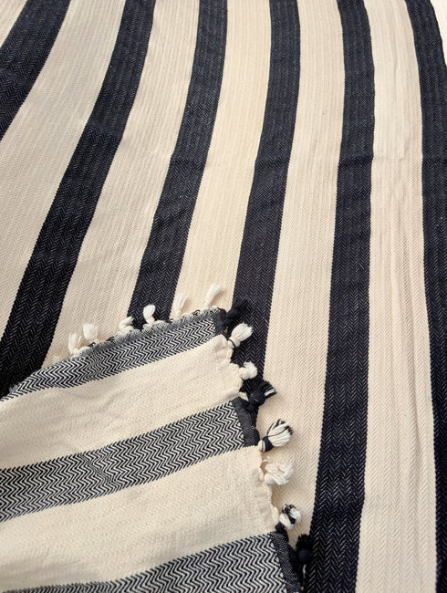 Harbor Stripe Bedspread - Classic, Breathable & Timeless Turkish Cotton - The Bali Market